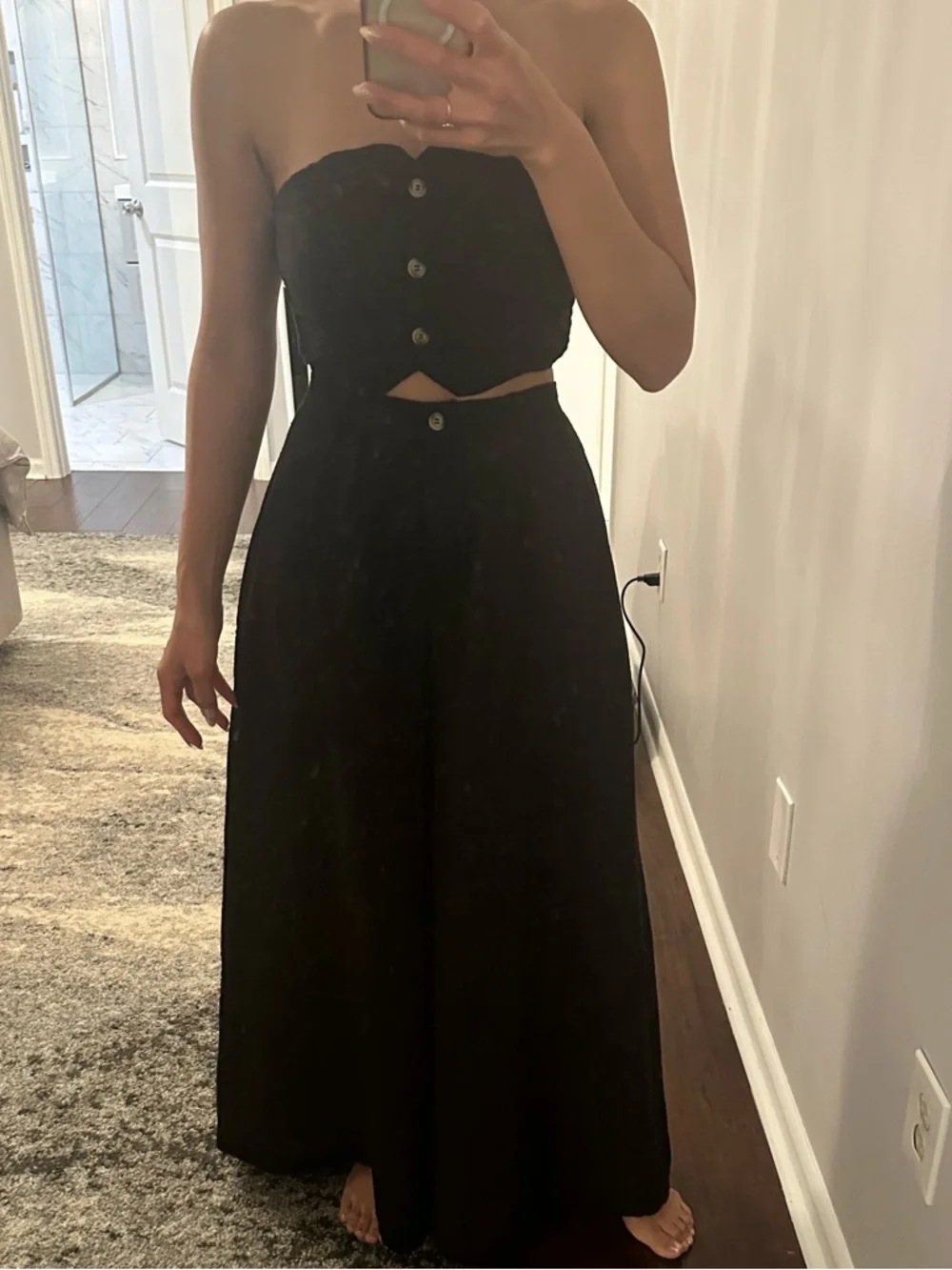 HYFVE Black Strapless Button-Front 2 piece set - Picture 1 of 2
